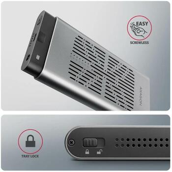 Axagon SSD корпус EEM2-20GD, 20Gbps, M.2, металлический, функция клонирования (EEM2-20GD)