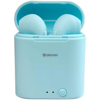 Denver Беспроводные наушники TWE-46 111191120280, 42г, Светло-голубой, Bluetooth 5.0, 3ч, 16Ω, Встроенный микрофон, Пылеустойчивые (111191120280)