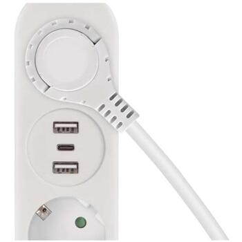 Emos Удлинитель P02214E, 1,4 м, 2 розетки, 2×USB-A, 1×USB-C, 3680 Вт, защита от детей (P02214E)