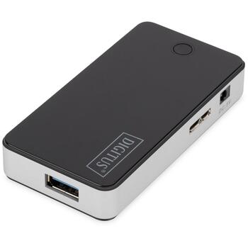 Digitus USB centrmezgls DA-70231, 4x USB-A, USB 3.0, galddatora formā, melns, USB 1.1, USB 2.0, USB 3.0 (DA-70231)