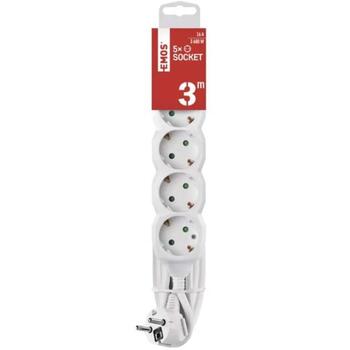 Emos Удлинитель P0523R, 3м, 5×2P+PE ГЕРМАНСКИЙ, ПВХ, 3680Вт, защита от детей (P0523R)