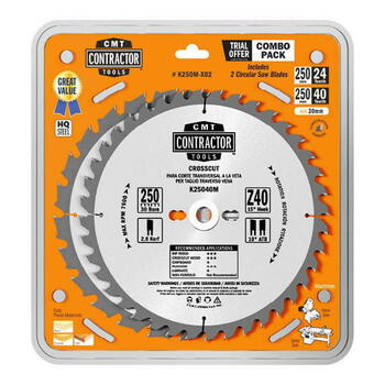 Cmt Zāģripu komplekts K305M-X02, 305mm, 30mm, 40/60, 2,6mm, 1,8mm, 20°, 15°, 10° ATB, mīkstais un cietais koks (K305M-X02)