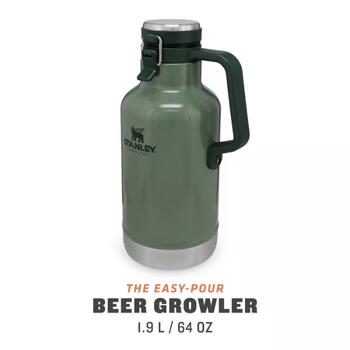 Stanley The Easy-Pour Growler Classic 2801941067, 1,9 л, нержавеющая сталь, вакуумная изоляция, герметичная крышка, без BPA (2801941067)