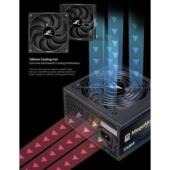 Zalman MegaMax 600W V2 ZM600-TXII, 600W, 200-240V, 50-60Hz, 5A, активный PFC, 20+4 pin ATX, черный (ZM600-TXII)