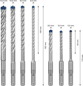 7 SDS plus-7X urbju kompl 5/6/6/8/8/10/12 mm, Perforatora urbjiem EXPERT SDS PLUS-7X TRIECIENURBJU PERFORATORIEM KOMPLEKTS, 2608900195, BOSCH (2608900195)