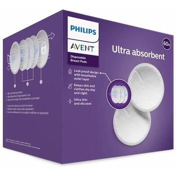 Philips Avent одноразовые прокладки для бюстгальтера SCF254/61, 60 шт., 130x2 мм, супервпитывающие, защита от протекания, дышащие (SCF254/61)