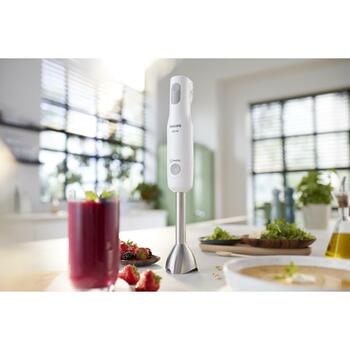 Philips Погружной блендер HR2534/00 650 Вт, 15000 об/мин, 1.2 м шнур, Нержавеющая сталь, Белый, Эргономичный дизайн (HR2534/00)