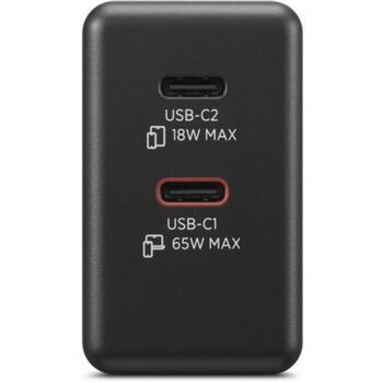 Lenovo strāvas adapteris Dual USB-C 65W GaN G0A6065BEU, 65 W, USB-C, GaN tehnoloģija, 2 USB porti (G0A6065BEU)