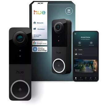 Philips Hue видеодверной звонок-камера 8720169342200, 2048x1080, Wi-Fi, Bluetooth, ZigBee, черный, уличный, датчик движения (8720169342200)