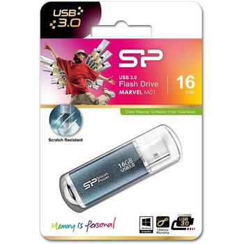 Silicon Power USB флеш-накопитель Marvel M01 SP016GBUF3M01V1B, 16GB, USB 3.0, USB Type-A, синий, колпачок, пластик, 0-70 °C (SP016GBUF3M01V1B)