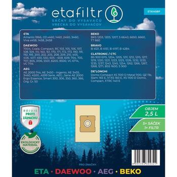 Eta мешки для пылесосов ETA1458P, 5 шт, коричневый, комплект аксессуаров (ETA1458P)