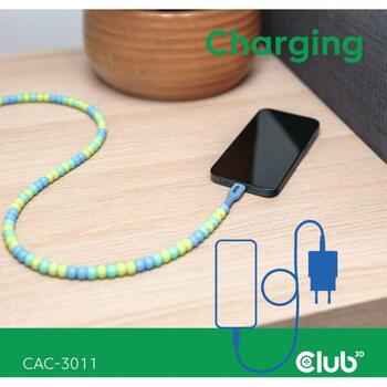 Club3D USB-C к USB-C кабель CAC-3011, 2м, 60Вт, 2 USB-C разъема, синий (CAC-3011)