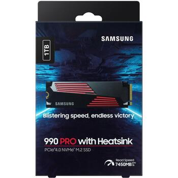 Samsung SSD M.2 MZ-V9P1T0CW 1TB, скорость чтения 7450 MB/s, скорость записи 6900 MB/s, PCIe 4.0, V-NAND MLC, с радиатором (MZ-V9P1T0CW)