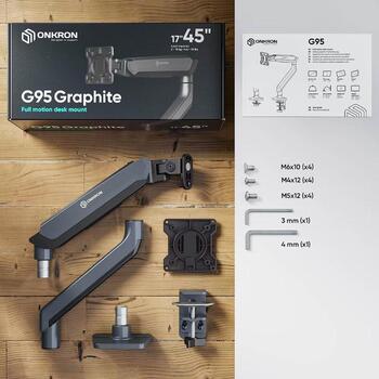 Onkron Крепление для монитора G95-G, 1, 17-45 дюймов, 15 кг, 75 x 75 мм, 100 x 100 мм, черный/серый, наклон, поворот (G95-G)