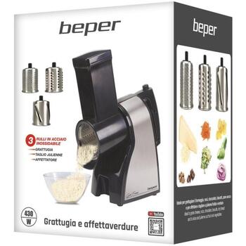 Beper Терка и овощерезка BP.400, 430W, 3 ролика, сталь/ABS, черный/серебристый цвет (BP.400)