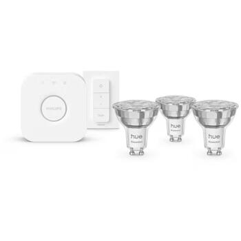 Philips Hue умный осветительный комплект E WCA 345 GU10 3kit SW EU, 3 лампы, GU10, 4.7 Вт, 345 лм, 2200-6500 K, 16 млн цветов (8721103103758)
