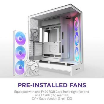 Nzxt Kaste H9 Flow RGB CM-H92FW-R1, 3x140mm priekšējie ventilatori, 1x120mm aizmugurējais ventilators, 420mm radiatori (CM-H92FW-R1)