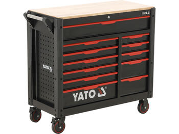 Yato инструментальный шкаф YT-09005, 1125x1000x480 мм, 12 ящиков, 45 кг, 4 колеса 125 мм, 2 с тормозами, центральный замок (YT-09005)