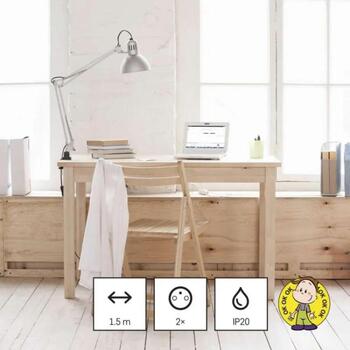 Emos Удлинитель P0221U, 1,5м, 2×2P+PE, 2×USB-A, 1×USB-C, 5V, 3,4A, 3680W, PVC, защита от детей (P0221U)