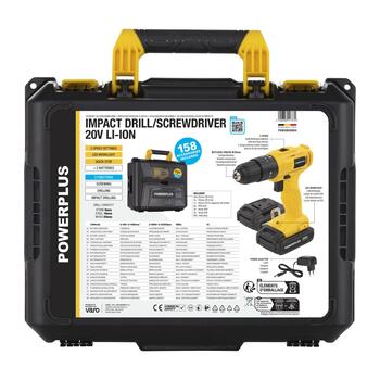 Ударная дрель - отвертка 20V, POWERPLUS, POWXBOX004, 30Nm, 2 аккумулятора 20V 1.3Ah (POWXBOX004)