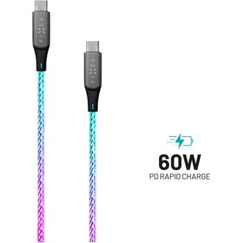 Fixed Lādēšanas kabelis USB-C/USB-C, FIXDLED-CC-RA, 60W, RGB apgaismojums, 1.2m (FIXDLED-CC-RA)