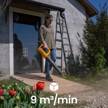 Stiga аккумуляторный воздуходув BL 100e 20V 0.28 кВт, 32 м/с, 9 м³/мин, 40 мин времени работы, мягкая ручка, короткая насадка (271500008/ST1)