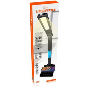 Media-Tech Настольная лампа MT222K, 4W, 36 LED, 3000-6500K, 750LUX, беспроводная зарядка 5-15W, таймер автоотключения (MT222K)