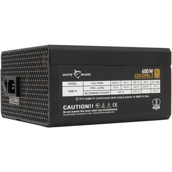 White Shark Barošanas bloks COLONEL-2, 600W, 80 PLUS Bronze, 20+4 Pin x 1, 4/8 Pin x 1, SATA x 6, Molex x 4 (COLONEL-2)