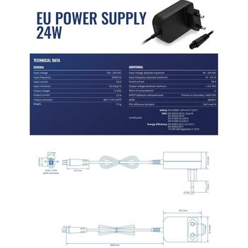 Teltonika блок питания PR3P2EU3 24W, 12V, 2A, совместим с RUTX12, RUTX14, RUTC50, BAT120 (PR3P2EU3)