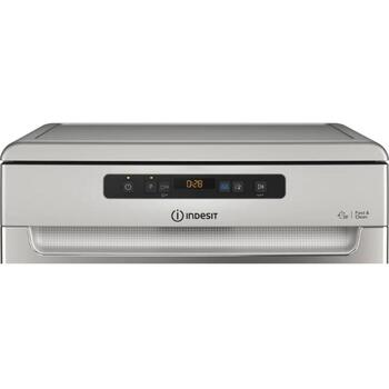 Indesit посудомоечная машина D2F HD624 AS, 60 см, 14 комплектов, 9 программ, класс E, дисплей, серебристый (D2F HD624 AS)