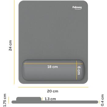 Fellowes Breyta коврик для мыши 100142556, 240x200мм, серый, подставка для запястья, эргономичный, антибактериальный (100142556)