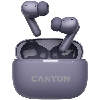 Bezvadu TWS austiņas ar ANC un ENC trokšņu slāpēšanu OnGo TWS-10 Violets CNS-TWS10PL CANYON (CNS-TWS10PL)