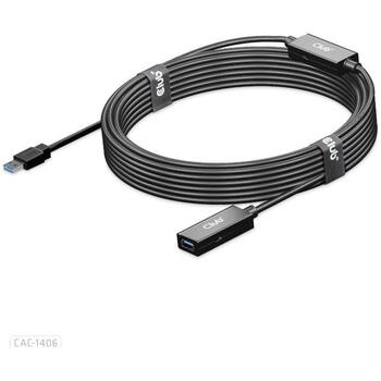 Club3D USB кабель CAC-1406, 15м, USB 3.2 Gen1 M/F, 5Gbps, 28AWG, кабель питания 1м (CAC-1406)