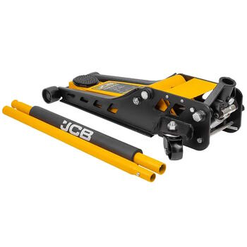 JCB гидравлический домкрат JCB-TZA830003, 3т, 508мм, 75мм, двухпоршневой, поворотные колеса, предохранительный клапан (JCB-TZA830003)