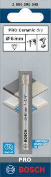Dimanta urbis 6mm cietām flīzēm, Urbjmašīnām/skrūvgriežiem PRO CERAMIC DRY URBIS, 2608599049, BOSCH (2608599049)