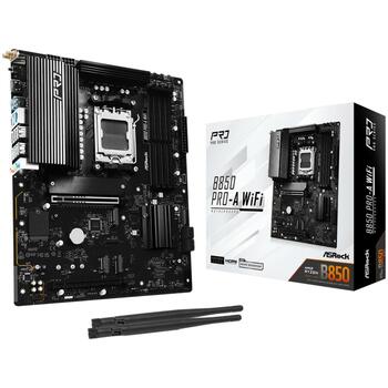 Asrock Dēlis B850 PRO-A WIFI, 4 x DDR5 DIMM, 256 GB, 1 x PCIe 5.0 x16, 1 x HDMI, 1 x USB Type-C, 7.1 CH audio, Wi-Fi 6E (B850 PRO-A WIFI)