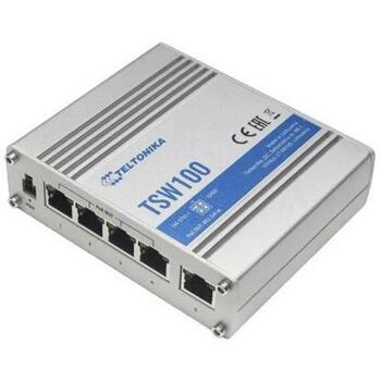 Teltonika коммутатор TSW100 5 портов 10/100/1000 PoE 4 порта, 30 Вт на порт, 2000 MAC, CE/RED, -40 - 75 °C (TSW100)