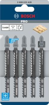 5 figūrzāģa asmeņi T 144 DP, Figūrzāģiem PRO WOOD PRECISE T144DP FIGŪRZĀĢA ASMENS, 2608633A35, BOSCH (2608633A35)