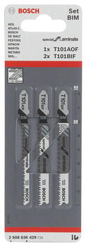 3 figūrzāģa asmeņi laminātam, T-kāts, kompl., Figūrzāģiem PRO LAMINATE KOMPLEKTS, 2608636429, BOSCH (2608636429)