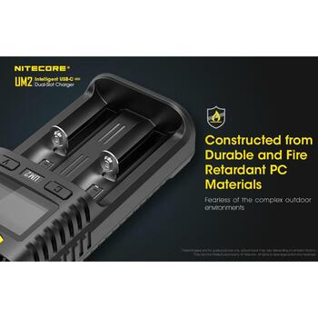 Nitecore Зарядное устройство UM2, 2 слота, 3000mA, ЖК-дисплей, восстановление IMR аккумуляторов, 1500mA на слот (UM2)