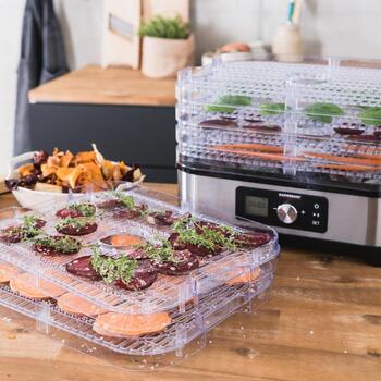 Gastroback Сушилка для фруктов 46600, 250 W, 3 кг, Черный, Нержавеющая сталь, 6 поддонов, LED экран, 72 ч таймер (46600)