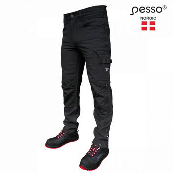 Pesso Mercury Stretch darba bikses KD145B_C50, C50, melnas, Cordura, 4-virzienu stiepums, ceļgalu sargu kabatas (KD145B_C50)