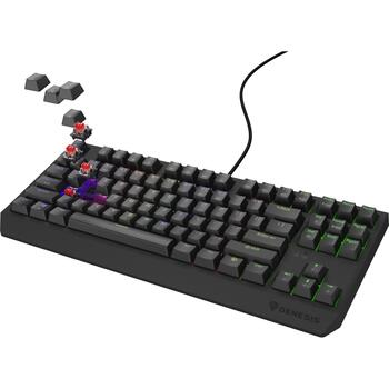 Genesis клавиатура THOR 230 TKL NKG-2077, 87 клавиш, QWERTY US, механическая, линейная, Outemu Red, RGB, USB-A, 1.6 м, черная (NKG-2077)