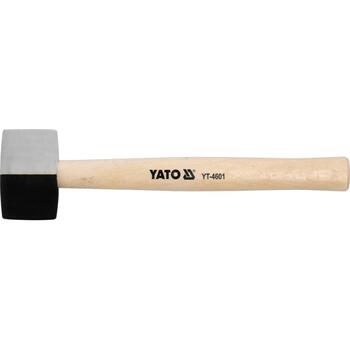 Yato Резиновая киянка YT-4601, 340г, 291мм, 49мм, деревянная рукоятка, универсальная, белая и черная резина (YT-4601)