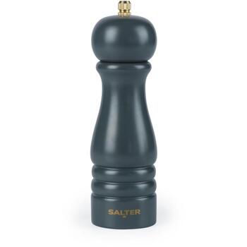 Salter Мельница для соли и перца BW120291GEU7, 18,9 x 5,5 x 5,5 см, дерево, ручная, серая, регулируемая крупность, 2 крышки (BW120291GEU7)