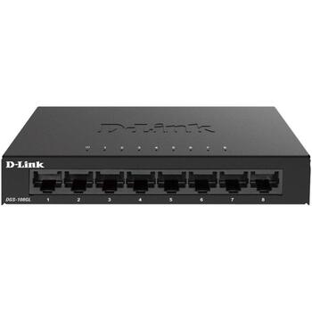 D-Link коммутатор DGS-108GL/E, 8x 10/100/1000 Mbps, 16 Гбит/с, 4K MAC, неуправляемый, настольный, QoS, IGMP, EEE (DGS-108GL/E)