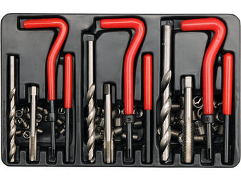Yato Vītņu remonta komplekts YT-1769, 88 gab, M6x1x10.8 mm, M8x1.25x10.8 mm, M10x1.5x13.5 mm, HSS 4341, nerūsējošais tērauds (YT-1769)