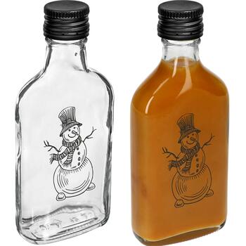 Browin Hip Flask Bottle 631771, 200 мл, декоративный снеговик, черная крышка 28 мм, многоразовый (631771)