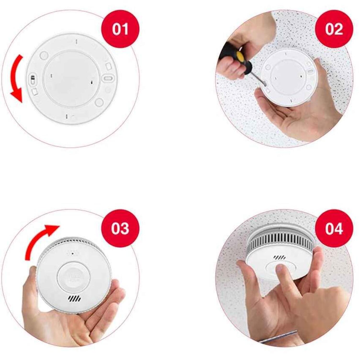 Aiwa dūmu detektors S100A-AA, 85 dB, fotoelektriskais sensors, LED indikators, TÜV Rheinland, balts (S100A-AA)