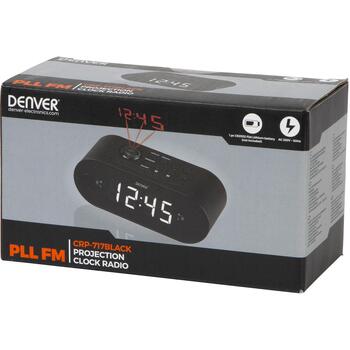 Denver Часы CRP-717 111131000380, 470 г, Черный, 60 мм, 67 мм, 160 мм, FM 87,5-108 МГц, Цифровой, LED, 2,29 см, Проекция, Красный (111131000380)